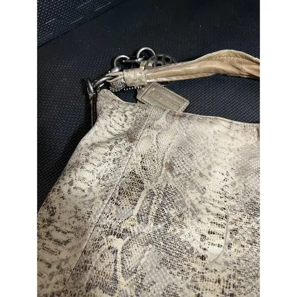 Coach Kristen Brown Tan Embossed Python Leather Purse‎ Hobo E1026 15361 - Picture 6 of 12